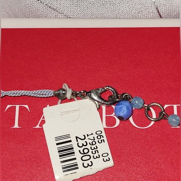 Talbots 3 Strand Blue Aqua Green Glass Silver Ton Statement Necklace Vintage NWT - Picture 5 of 6